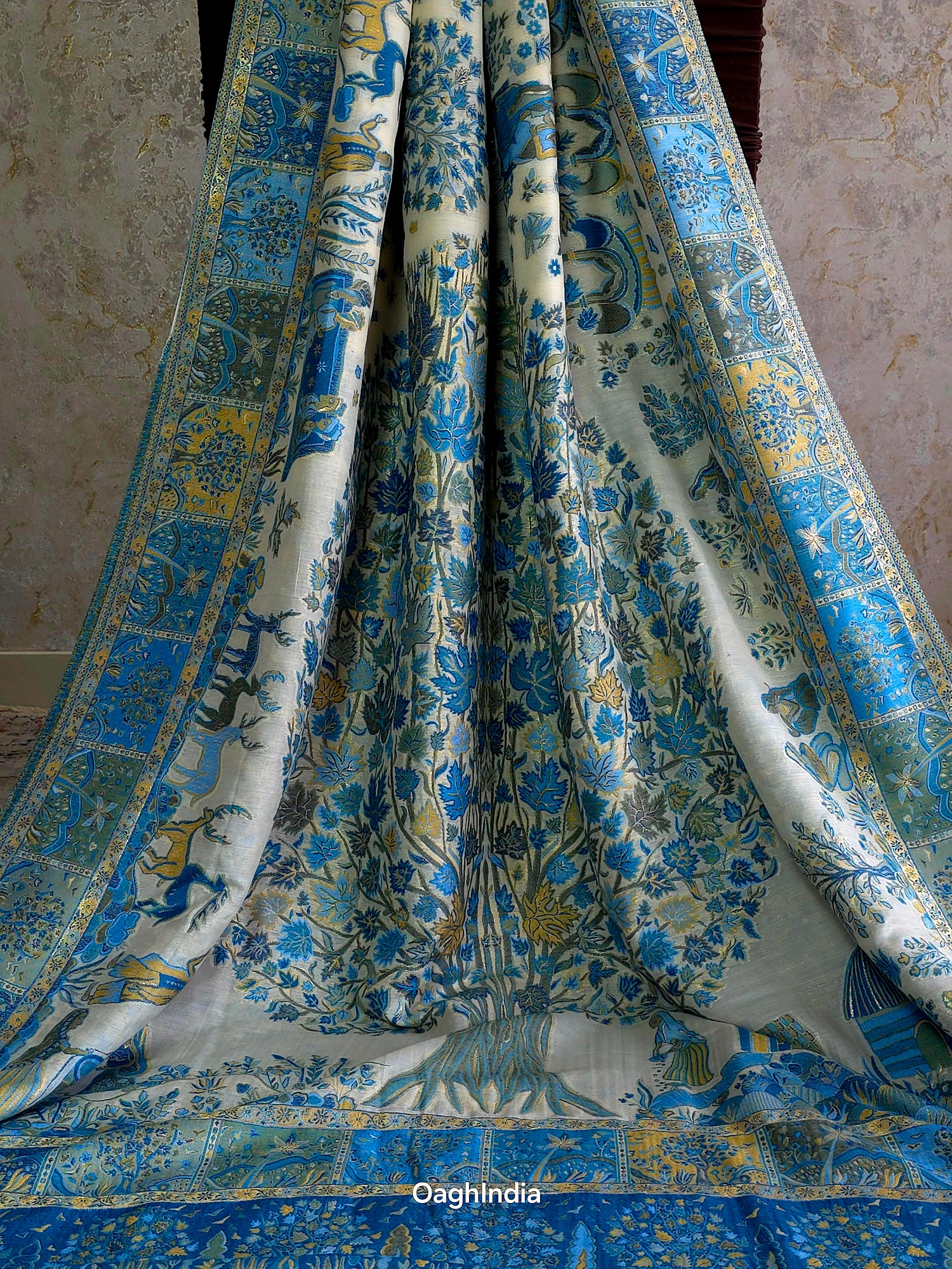 Tree of Life (Moonlight) : Authentic Kashmiri Kani Saree
