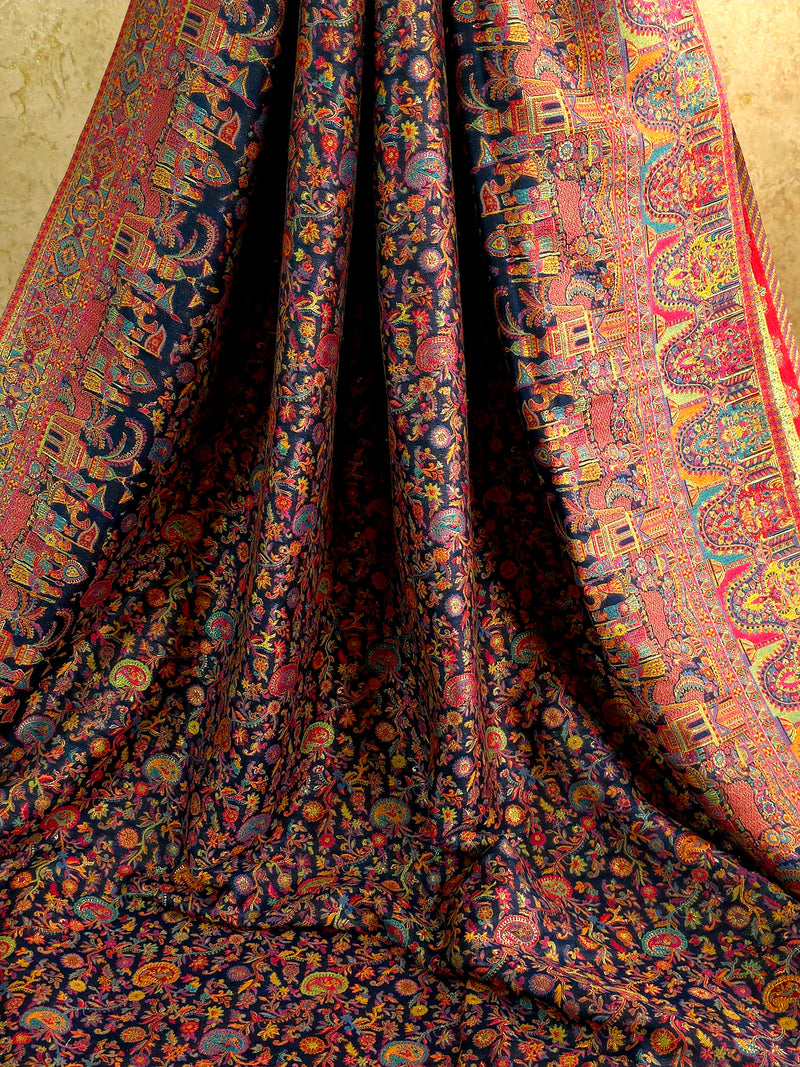 Baarat : Ink Blue : : Authentic Kashmiri Kani Saree