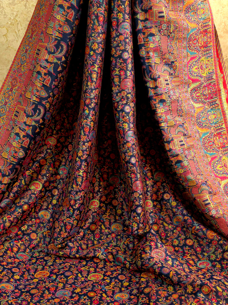 Baarat : Ink Blue : : Authentic Kashmiri Kani Saree