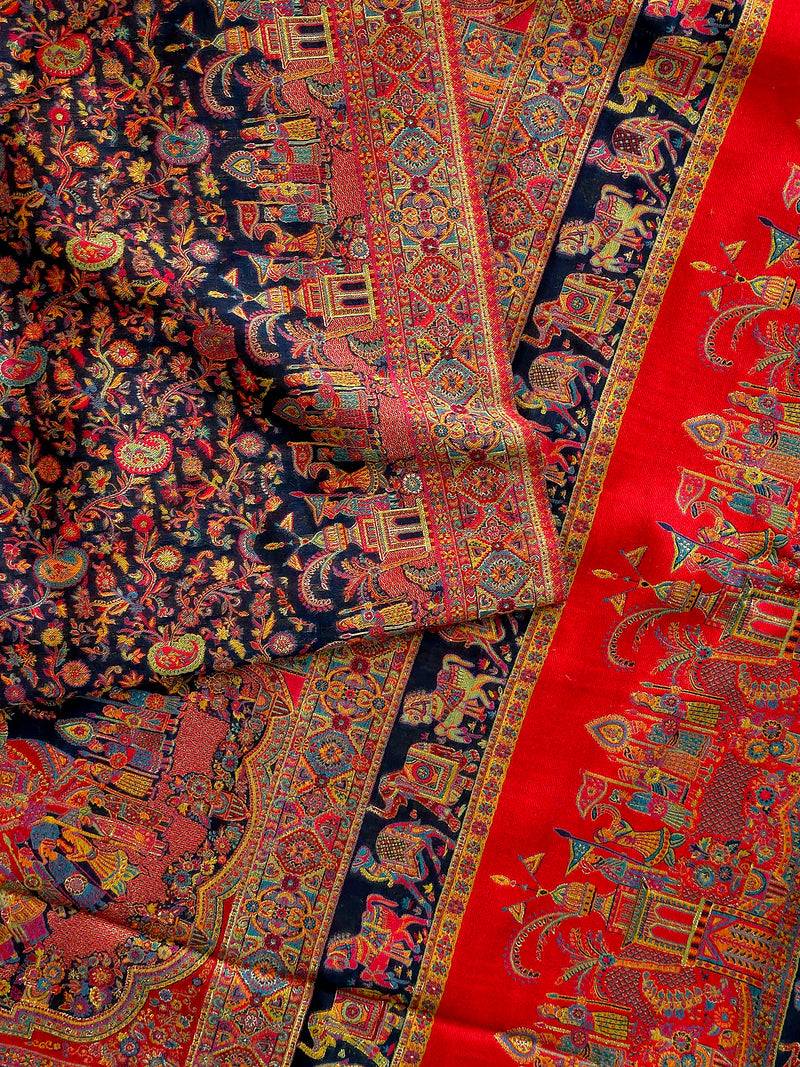 Baarat : Ink Blue : : Authentic Kashmiri Kani Saree