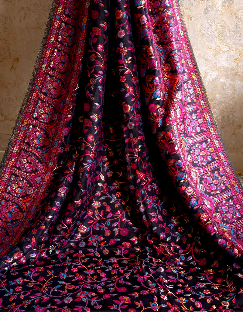 Zunaira (Black) : Authentic Kashmiri Kani Saree