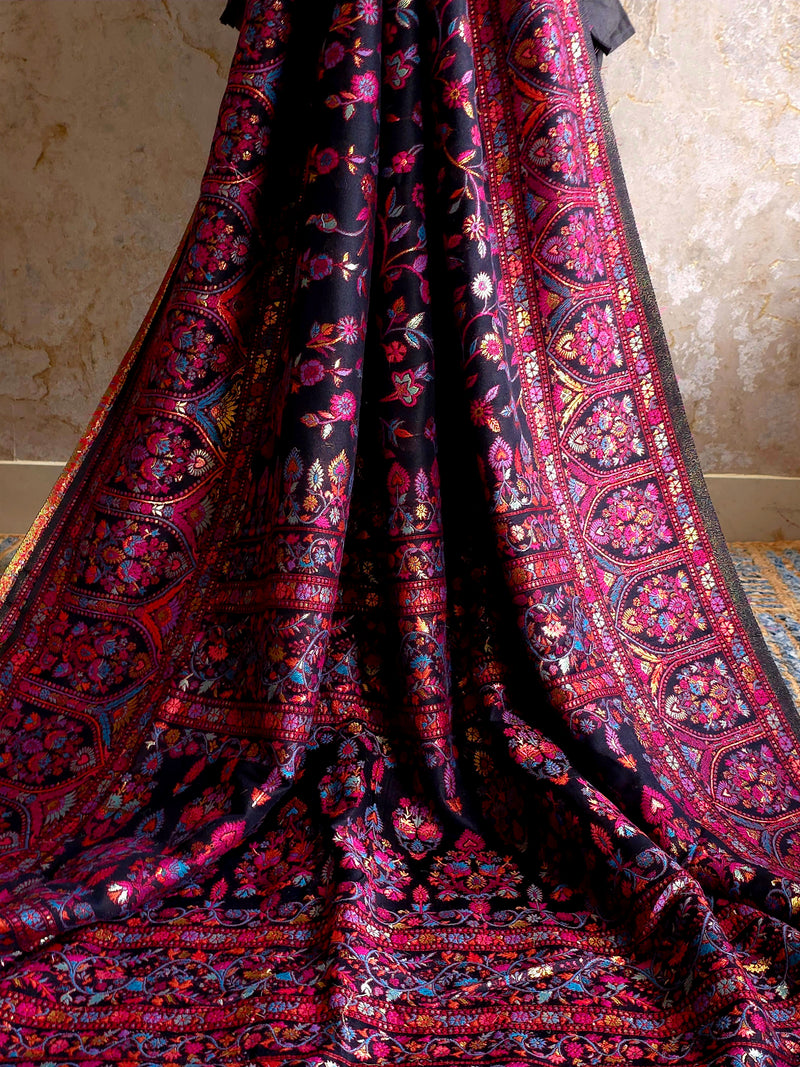 Zunaira (Black) : Authentic Kashmiri Kani Saree
