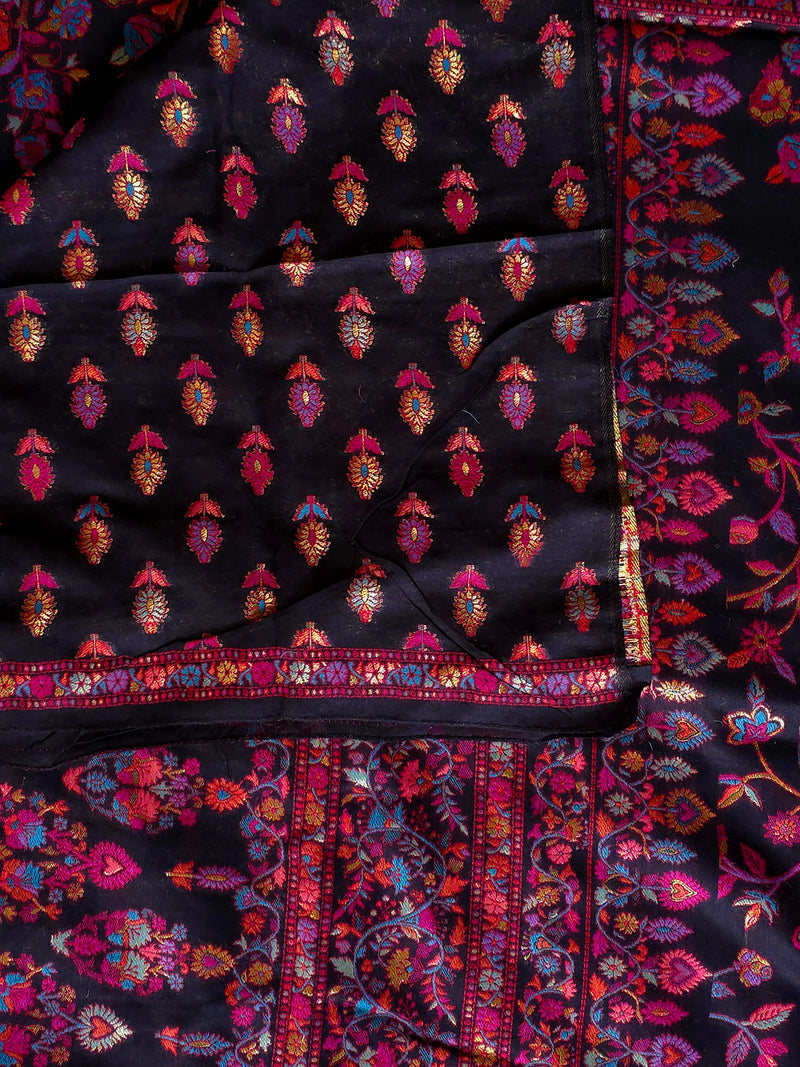 Zunaira (Black) : Authentic Kashmiri Kani Saree