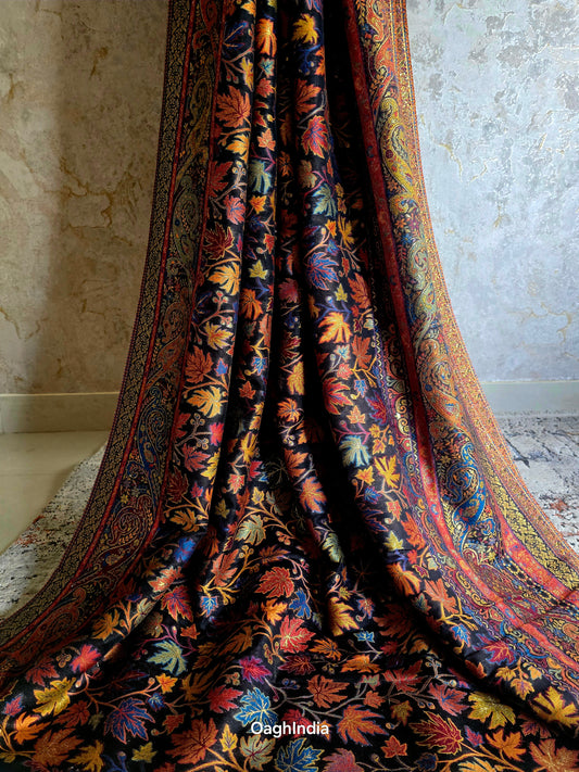 Noor (Slate Black) : Authentic Kashmiri Saree