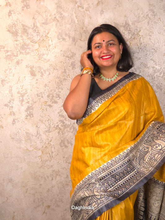 Avani : Pure Silk Madhubani Art Saree (Silk Mark)