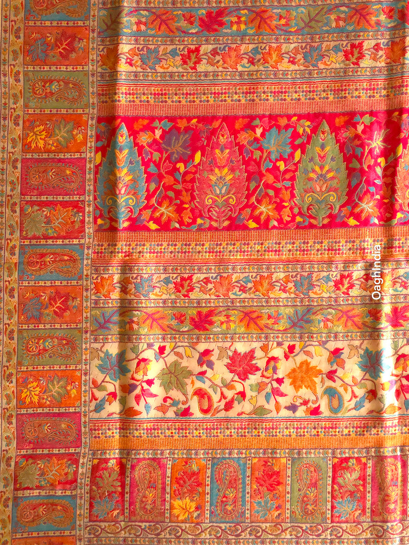 Zooni (Off-White) : Authentic Kashmiri Kani Saree