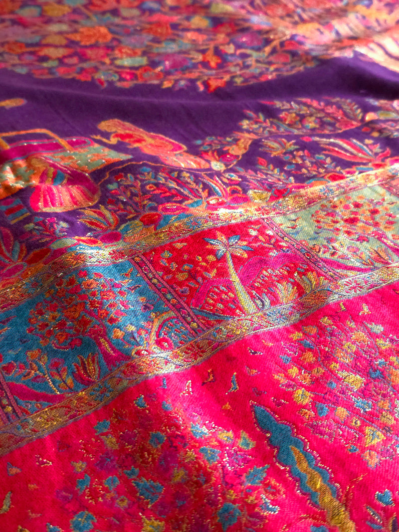Tree of Life : Purple : Authentic Kashmiri Kani Saree