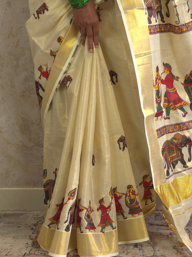 Dwarpala : Traditional Onam Saree From Kerala