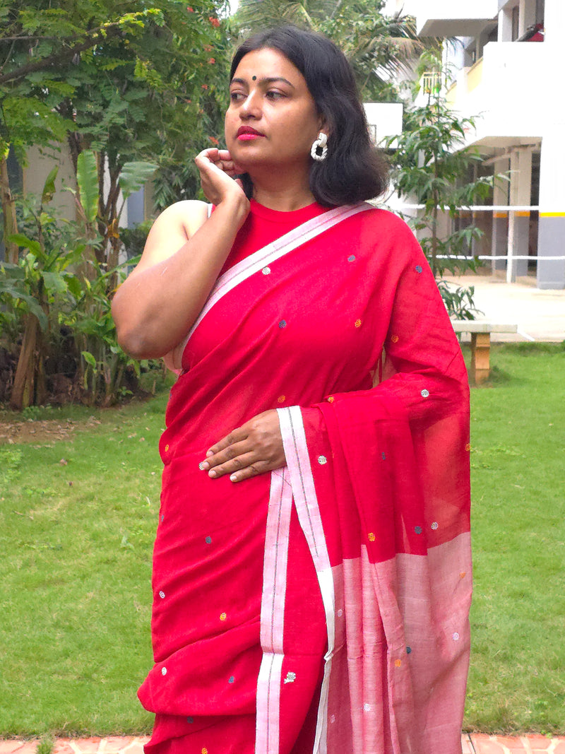Anaya – Pure Cotton Red Saree
