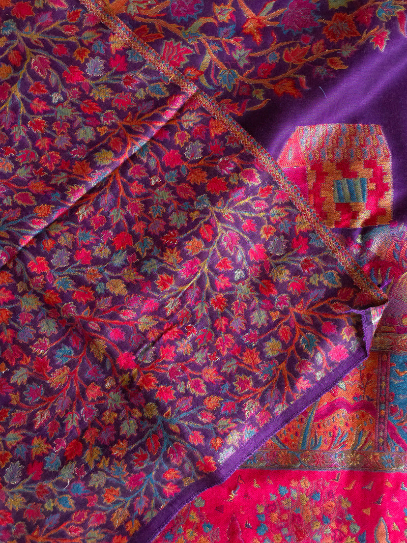 Tree of Life : Purple : Authentic Kashmiri Kani Saree