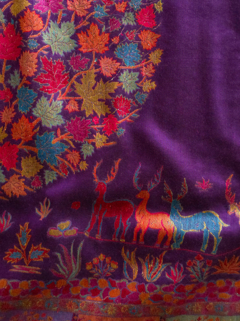 Tree of Life : Purple : Authentic Kashmiri Kani Saree