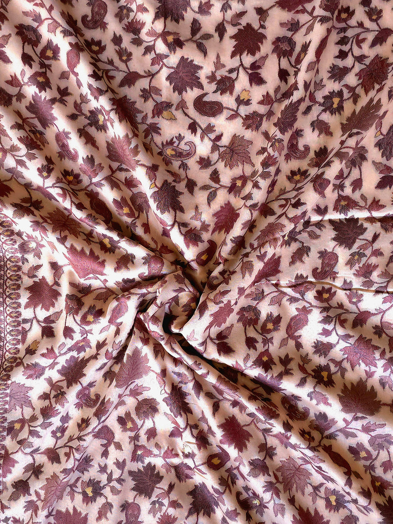 Parajika - Brown Monochrome : Authentic Kashmiri Kani Saree