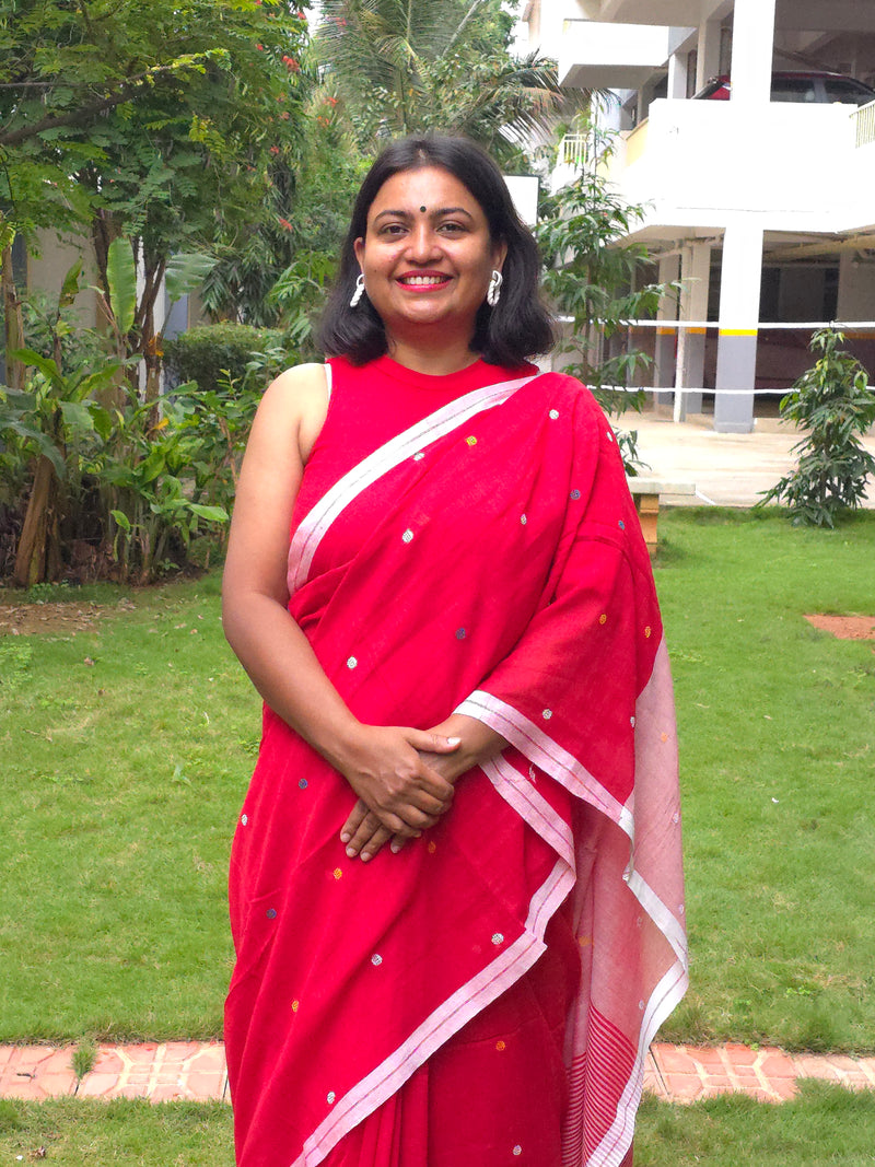 Anaya – Pure Cotton Red Saree
