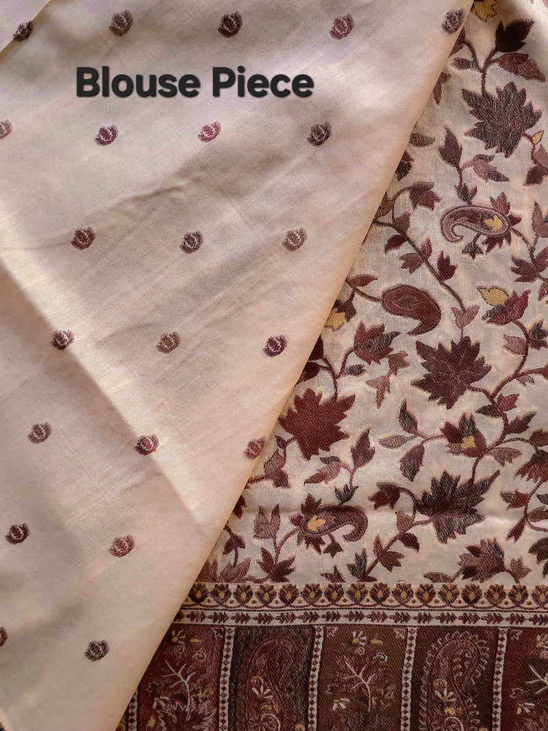 Parajika - Brown Monochrome : Authentic Kashmiri Kani Saree