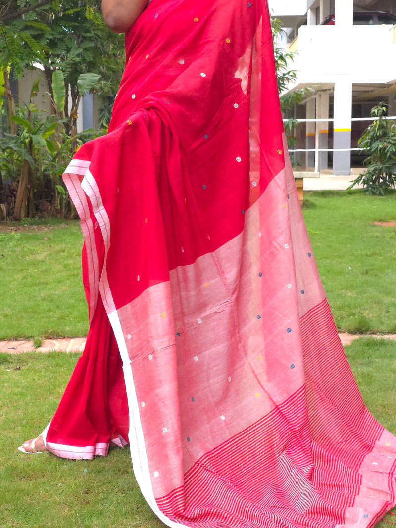 Anaya – Pure Cotton Red Saree