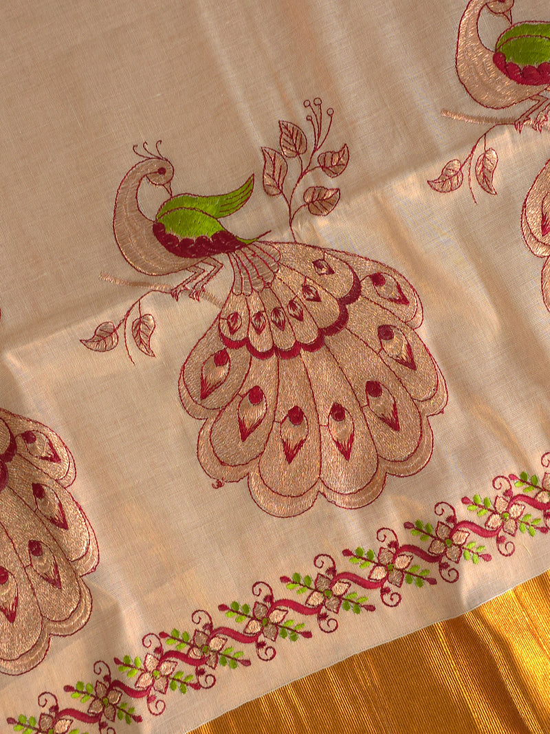 Meghamoru (Neon) : Traditional Onam Saree From Kerala
