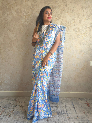 Bosslady - Mulcotton Handblock Sarees image