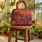 The Phukok Tote - Maroon | Embroidered Velvet Floral Tote