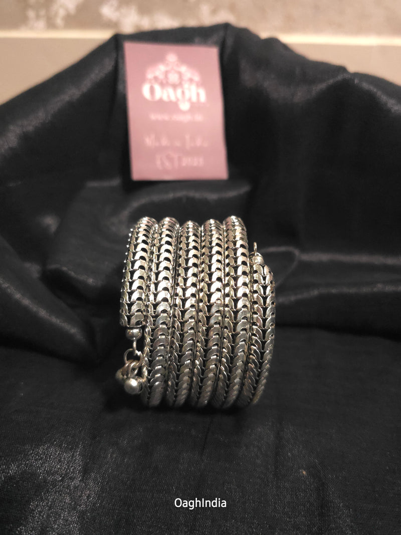 Spiral snake - Oxidised Adjustable Bracelet