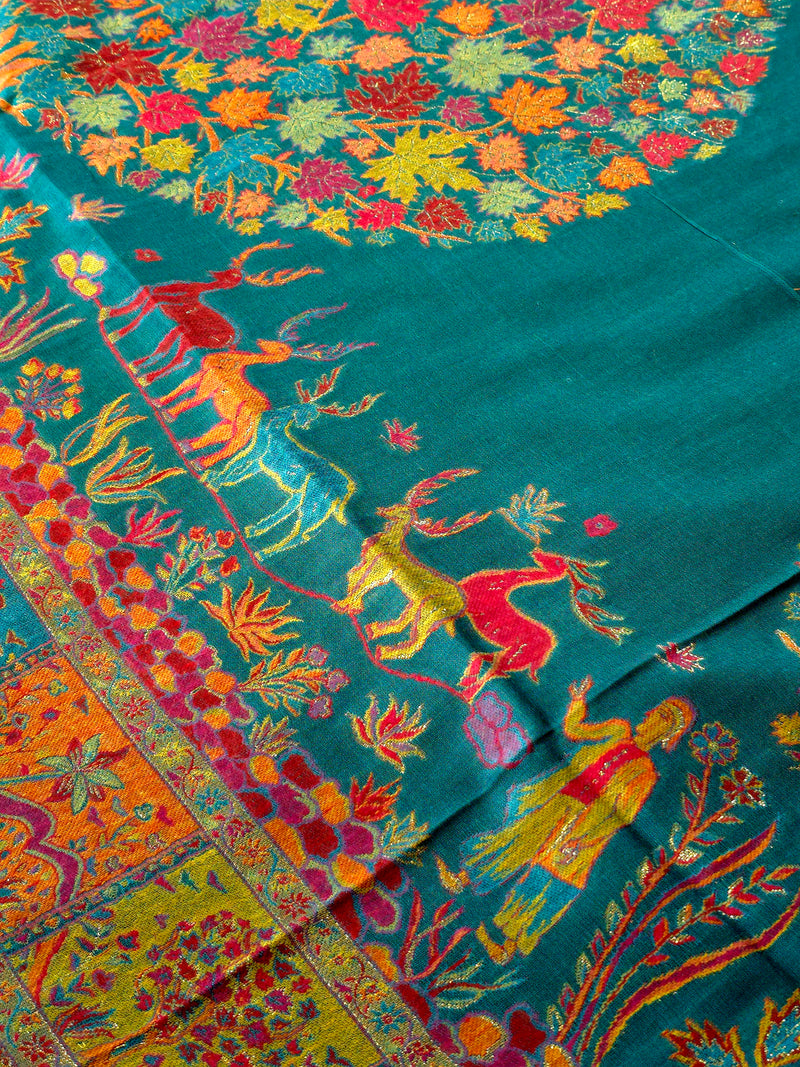 Tree of Life : Green : Authentic Kashmiri Kani Saree
