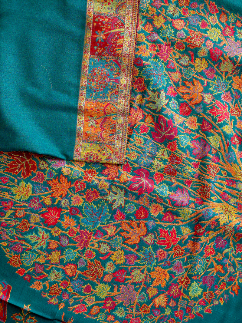Tree of Life : Green : Authentic Kashmiri Kani Saree