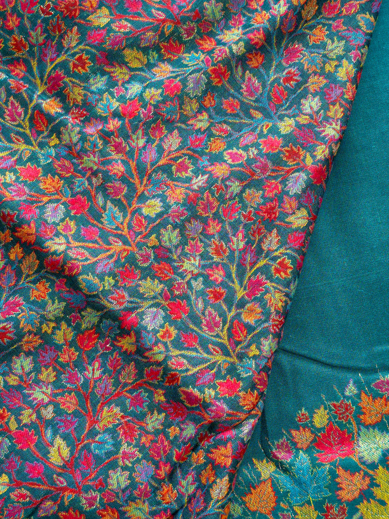 Tree of Life : Green : Authentic Kashmiri Kani Saree