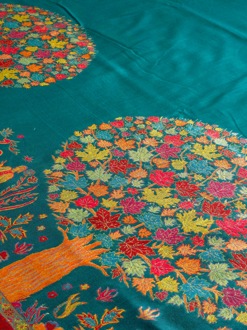 Tree of Life : Green : Authentic Kashmiri Kani Saree