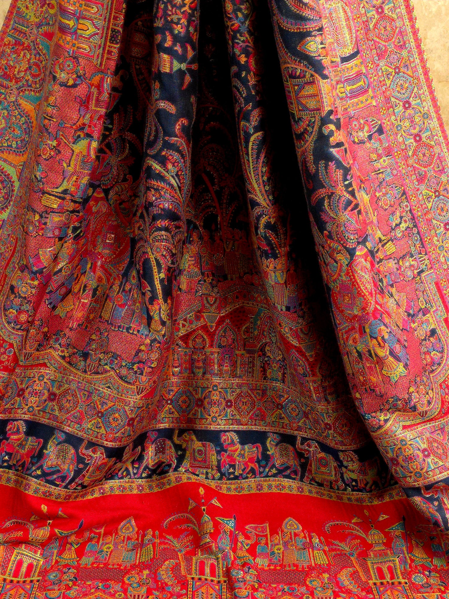 Baarat : Ink Blue : : Authentic Kashmiri Kani Saree