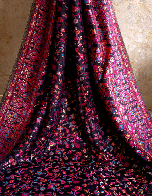Zunaira (Black) : Authentic Kashmiri Kani Saree