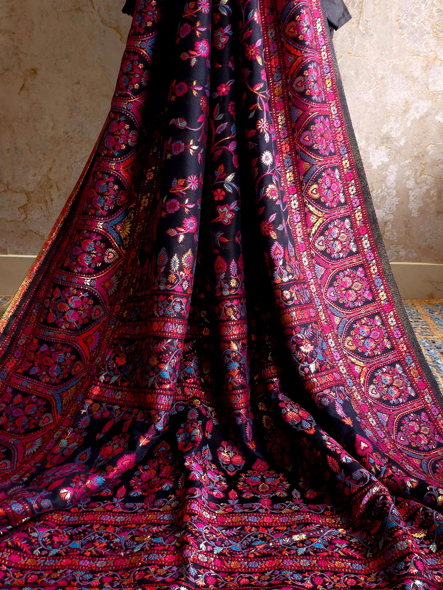 Zunaira (Black) : Authentic Kashmiri Kani Saree