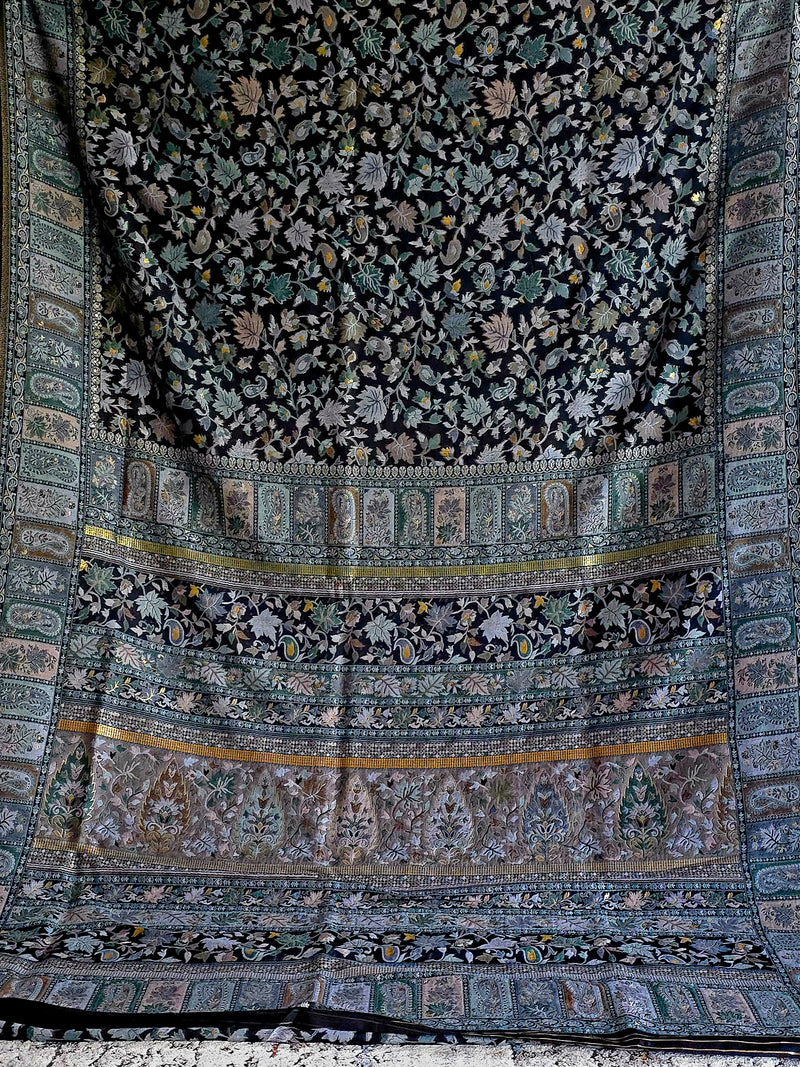 Parijat - Monochrome : Kashmiri Heritage Saree