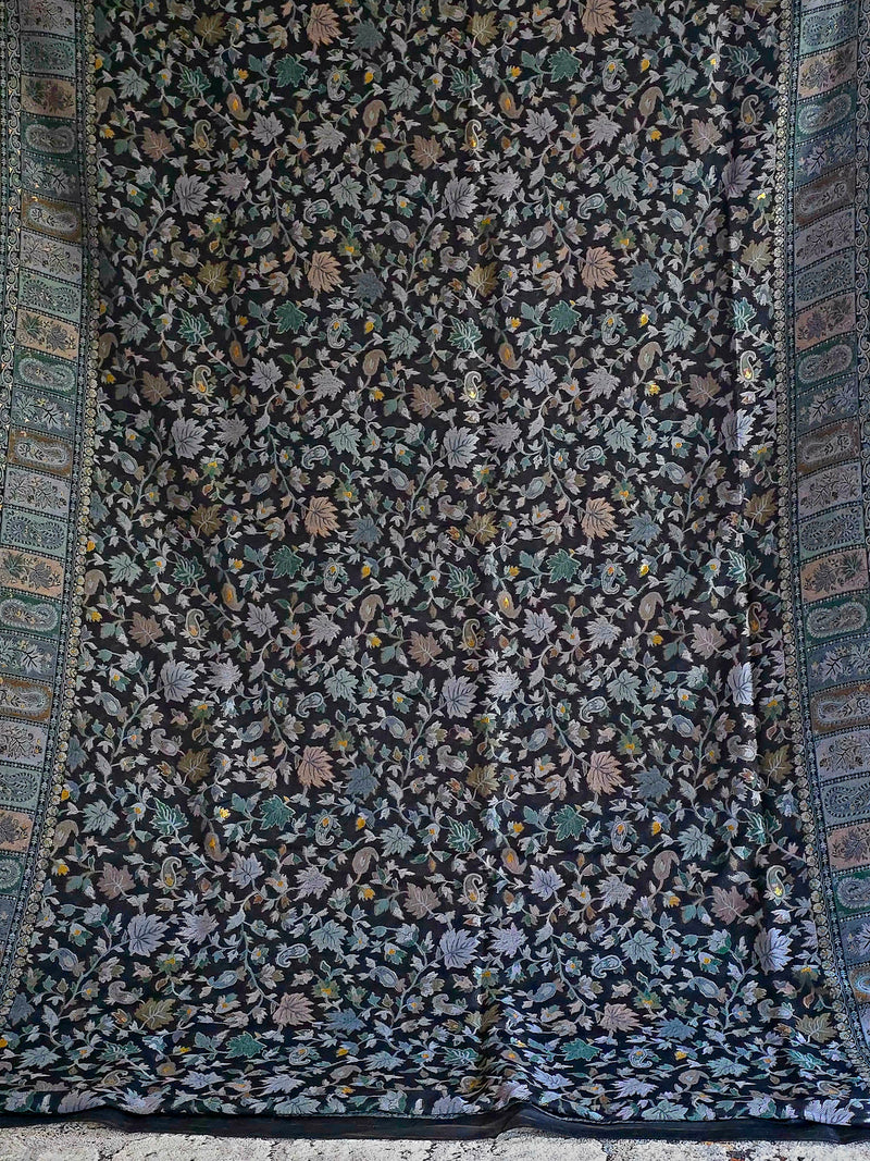 Parijat - Monochrome : Kashmiri Heritage Saree