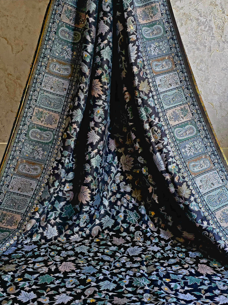 Parijat - Monochrome : Kashmiri Heritage Saree