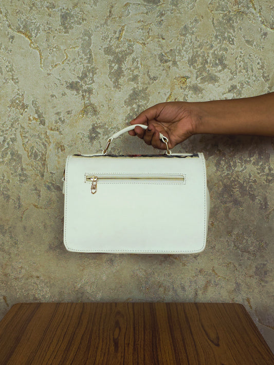 Kashmiri Tote Bag – White | Velvet Floral Embroidered Tote for Women