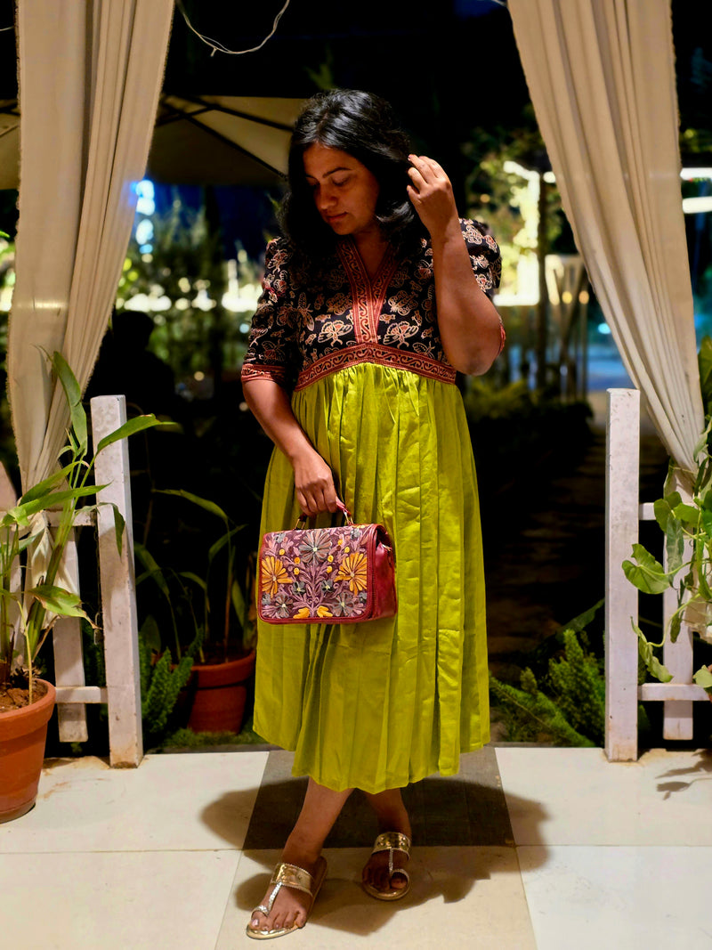 Kashmiri Tote Bag – Maroon | Velvet Floral Tote for Women