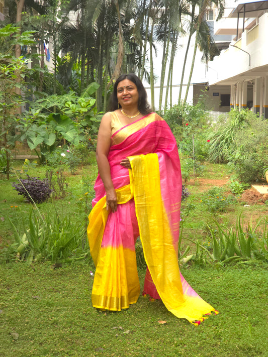 Samagam - Authentic Bhagalpur Linen Saree