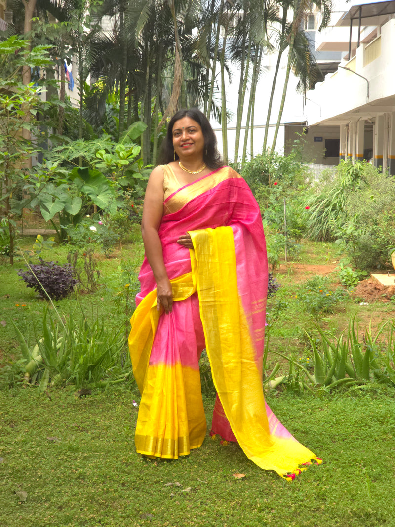 Samagam - Authentic Bhagalpur Linen Saree