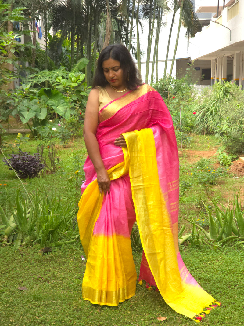 Samagam - Authentic Bhagalpur Linen Saree