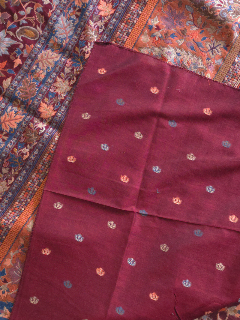 Parijat - Maroon Monochrome : Authentic Kashmiri Saree