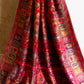 Parijat - Cherry Red Monochrome : Kashmiri Heritage Saree