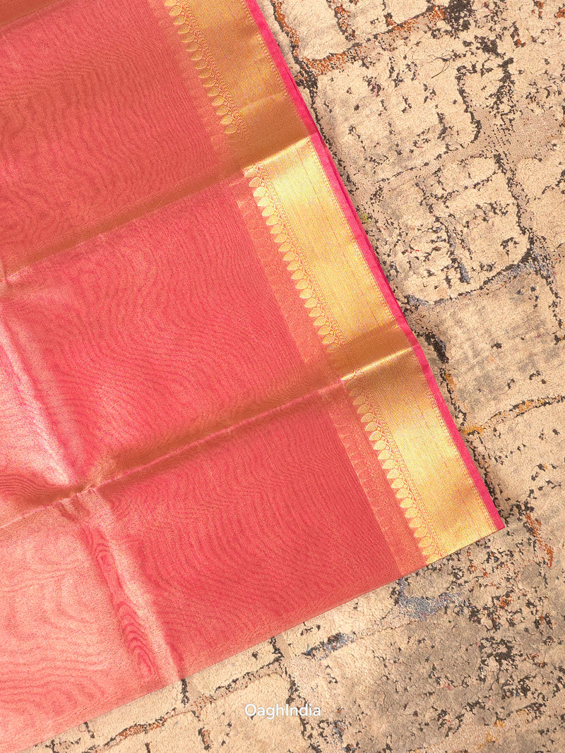 Kora Tissue Banarasi Blouse Piece Pink