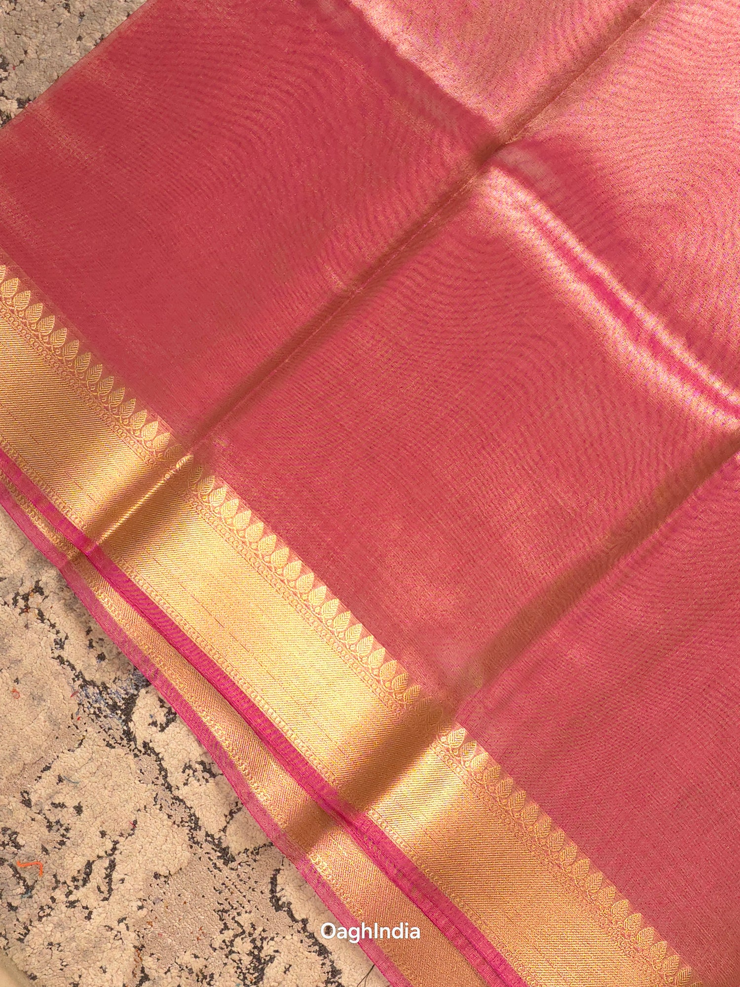 Kora Tissue Banarasi Blouse Piece Magenta