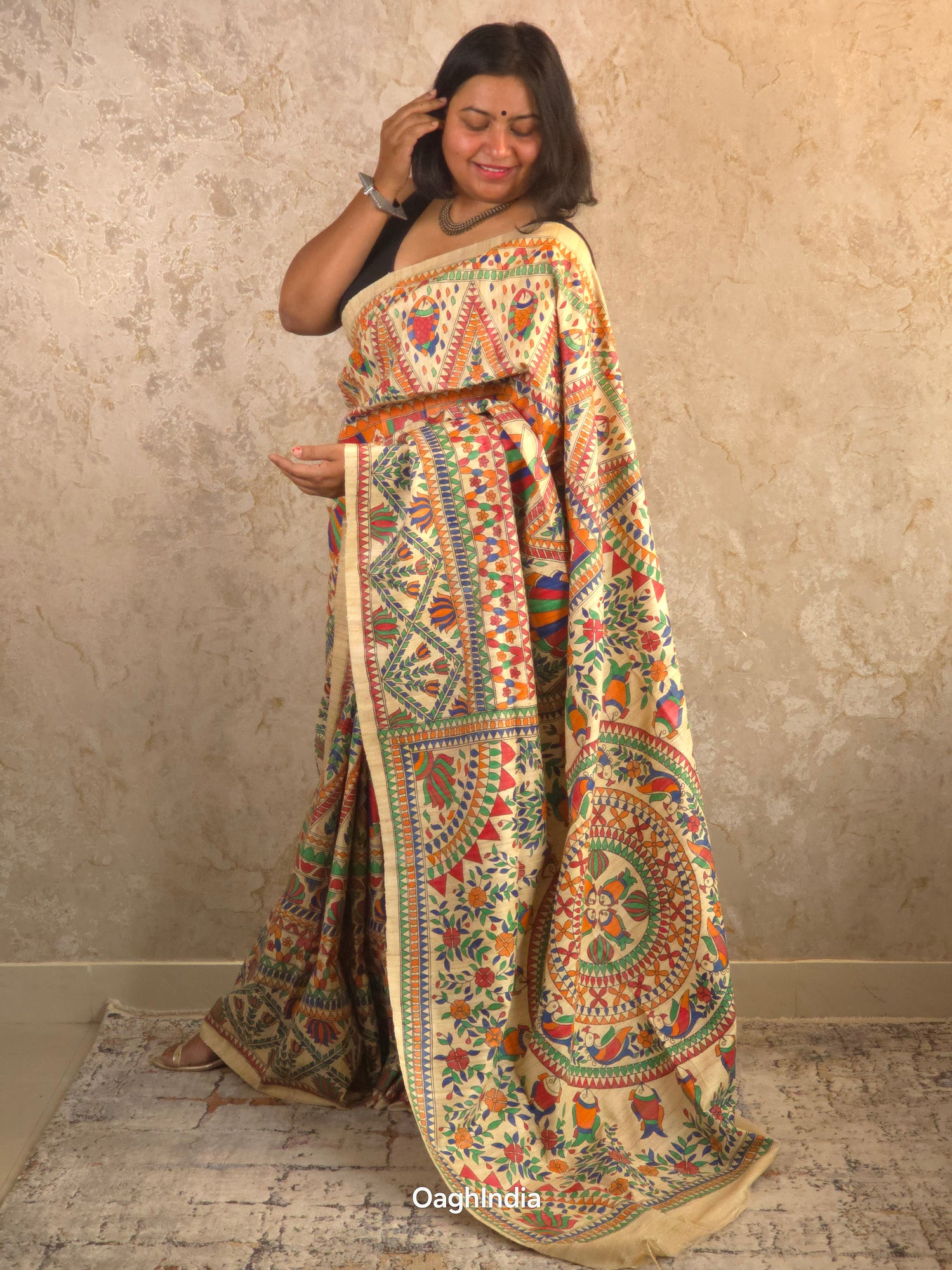 Sita : Pure Silk Hand Painted Madhubani Art Saree (Silk Mark)