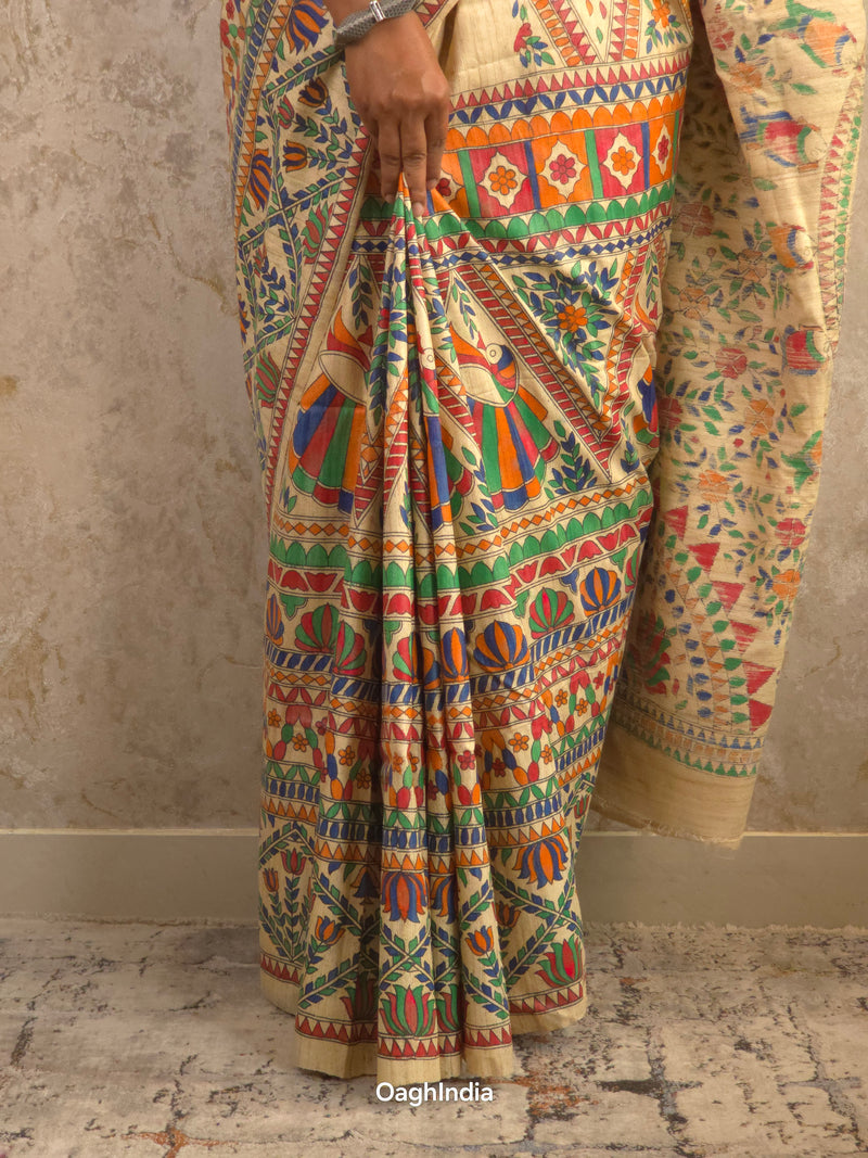 Sita : Pure Silk Hand Painted Madhubani Art Saree (Silk Mark)