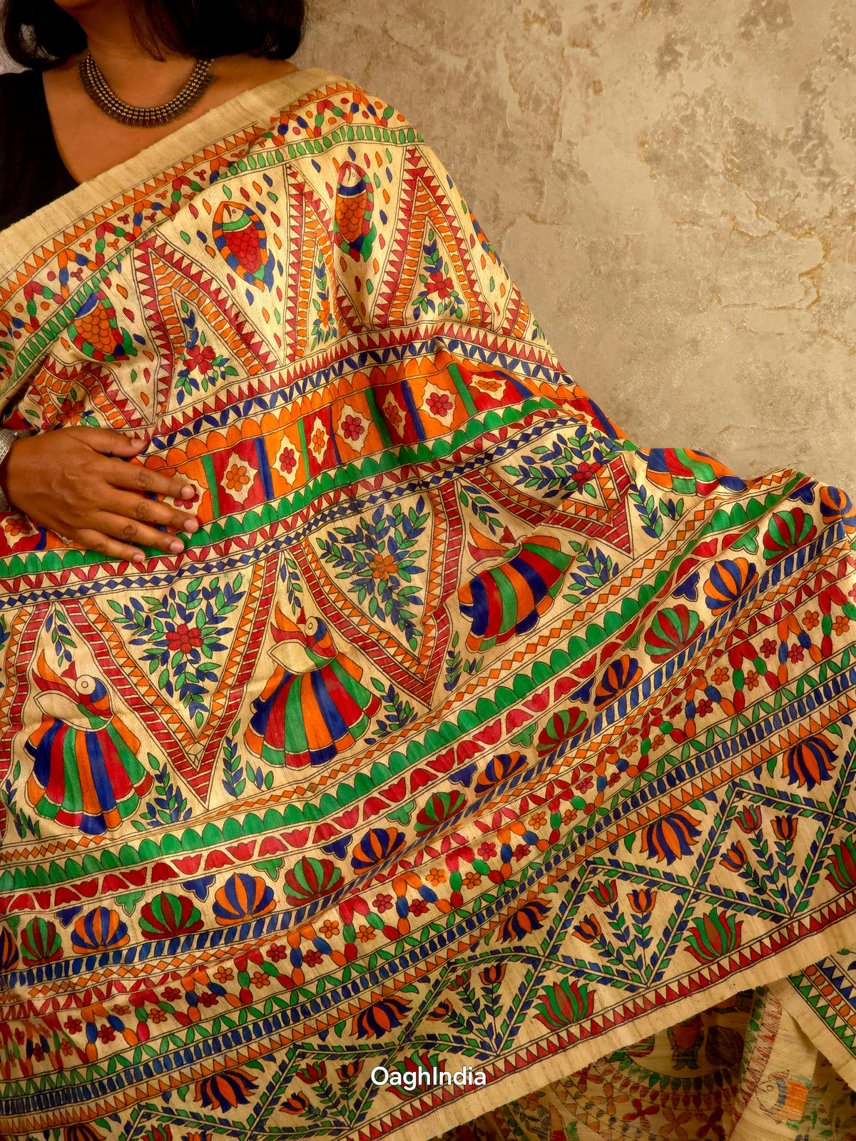 Sita : Pure Silk Hand Painted Madhubani Art Saree (Silk Mark)