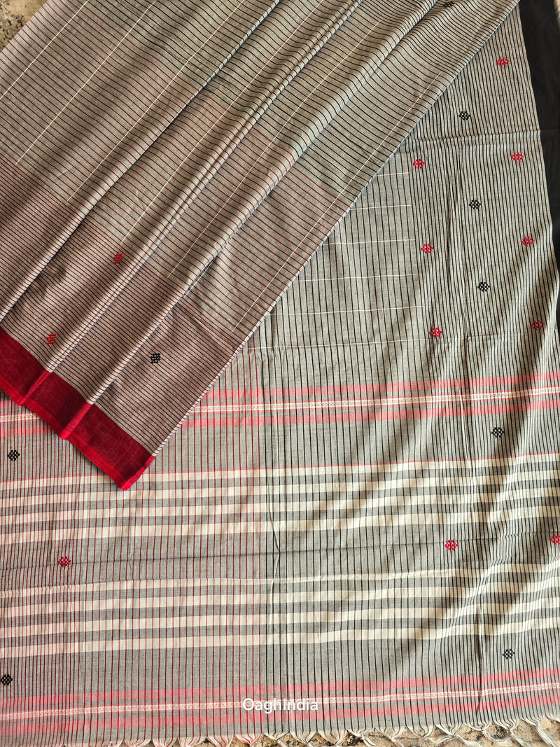 Slate Checks : Pure Cotton Handloom Saree