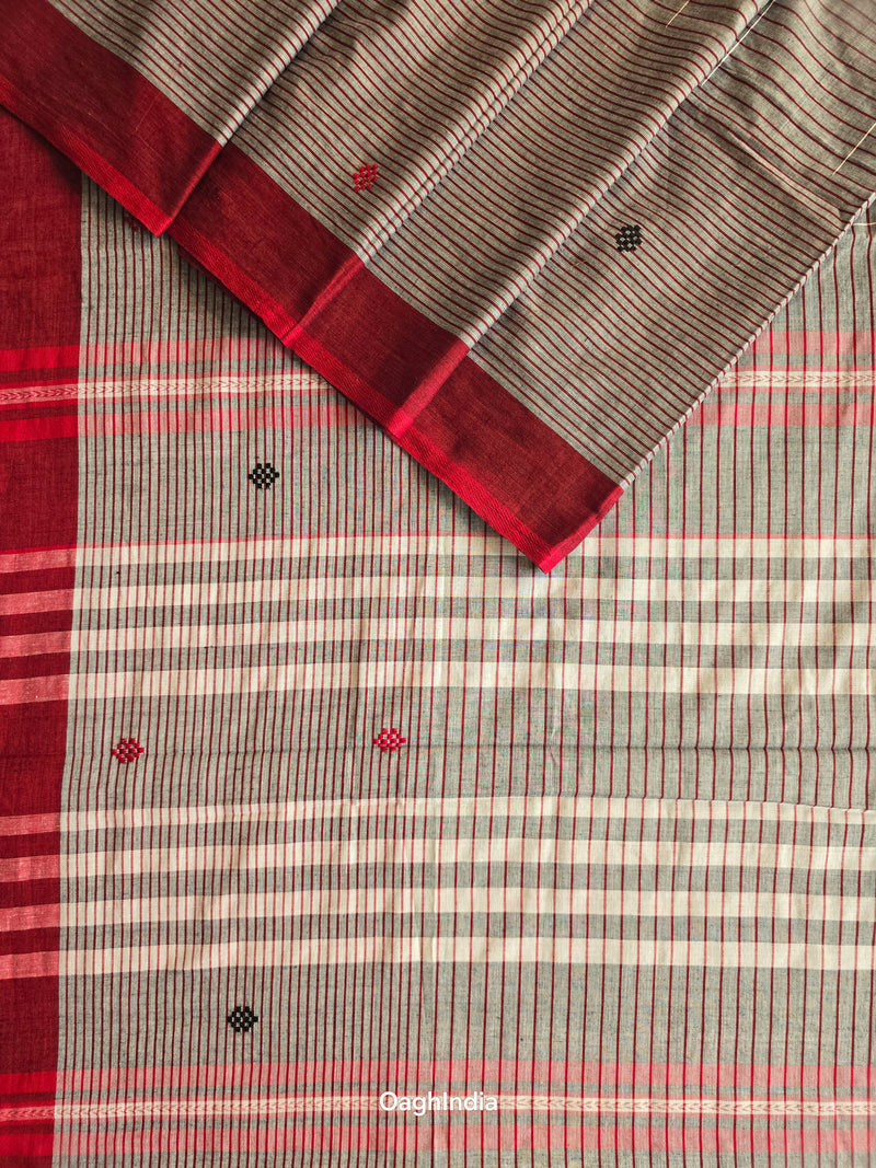 Slate Checks : Pure Cotton Handloom Saree