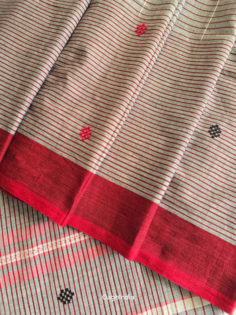 Slate Checks : Pure Cotton Handloom Saree