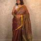Kasturi Coffee |  Handloom Cotton Saree with Muniya Zari & Tissue Pallu