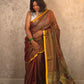 Kasturi Coffee |  Handloom Cotton Saree with Muniya Zari & Tissue Pallu